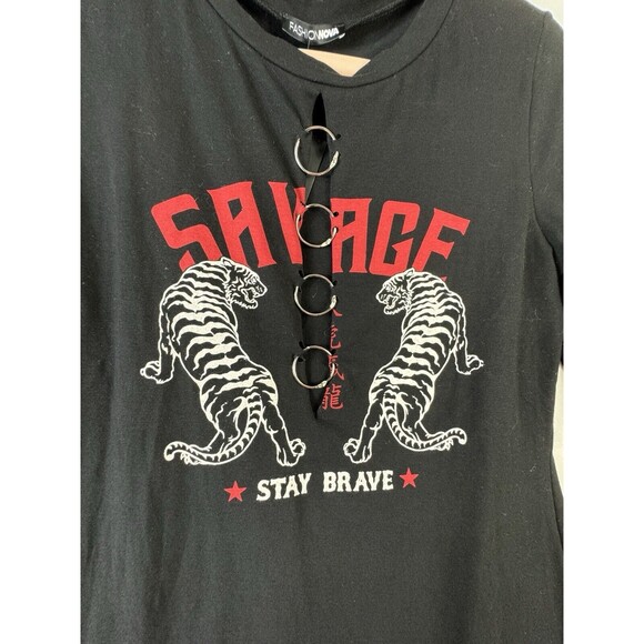 Fashion Nova‎ Savage Black Dress Size XL Mini Bodycon Sexy Rock Punk Tight NWT - Picture 4 of 7